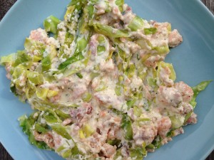 'pasta' spitskool met zalm